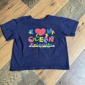 Vintage Pokémon Ocean Friends Hawaii T-Shirt Kids 4T Navy Lapras Horsea 90s Y2K